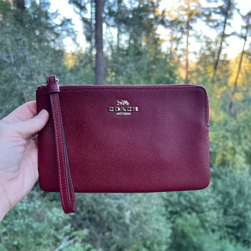 COACH Large Corner Zip Wristlet Wallet Clutch Leather Phone Wallet Case NWT